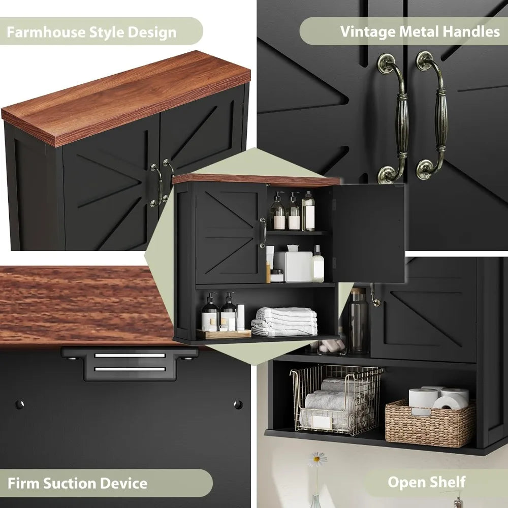 Farmhouse Wall Mounted Cabinet With Adjustable Shelves
