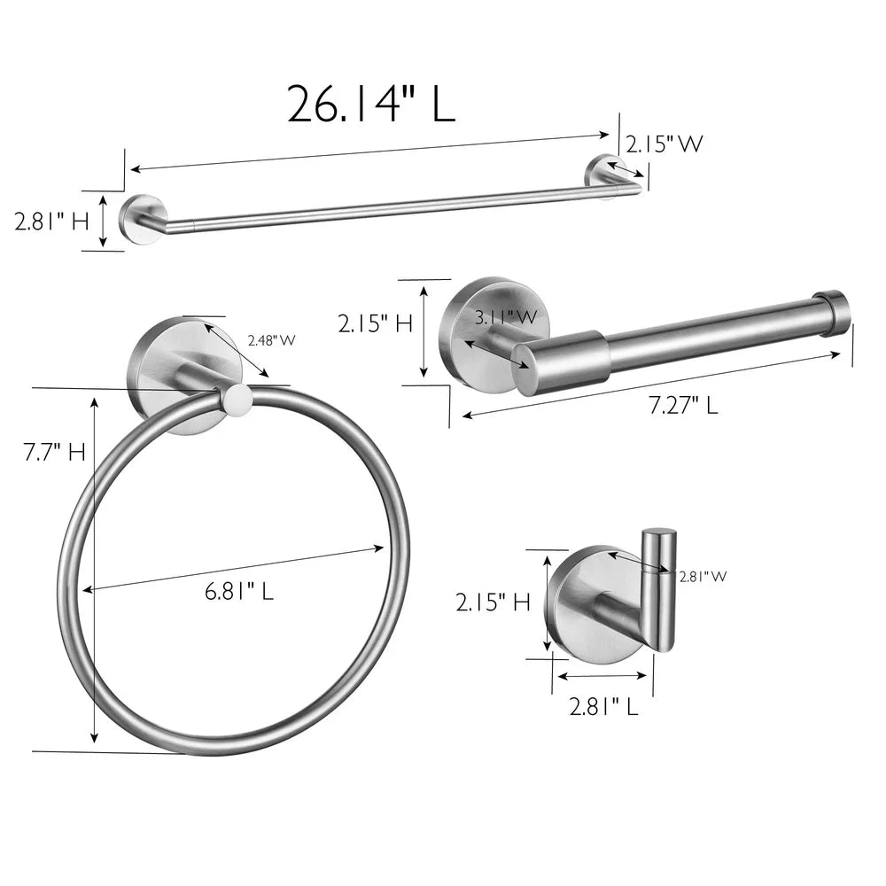 XMSJ Satin Nickel 4 Piece Bathroom Hardware Set Accessories
