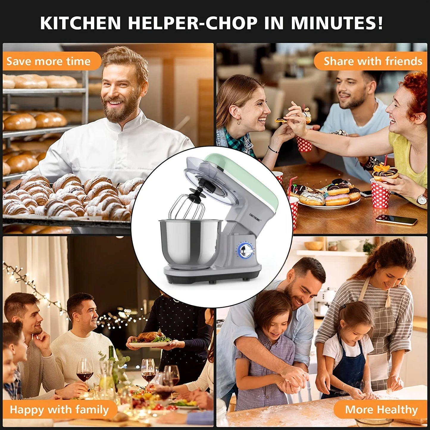 Cheftronic Stand Mixer Tilt Head 500W 6+ Speed US Plug