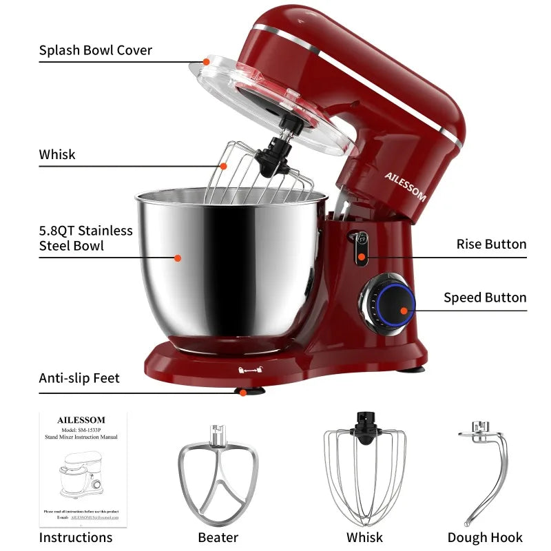 Haoyunma Stand Mixer 10 Speed Tilt Head Kitchen Mixer
