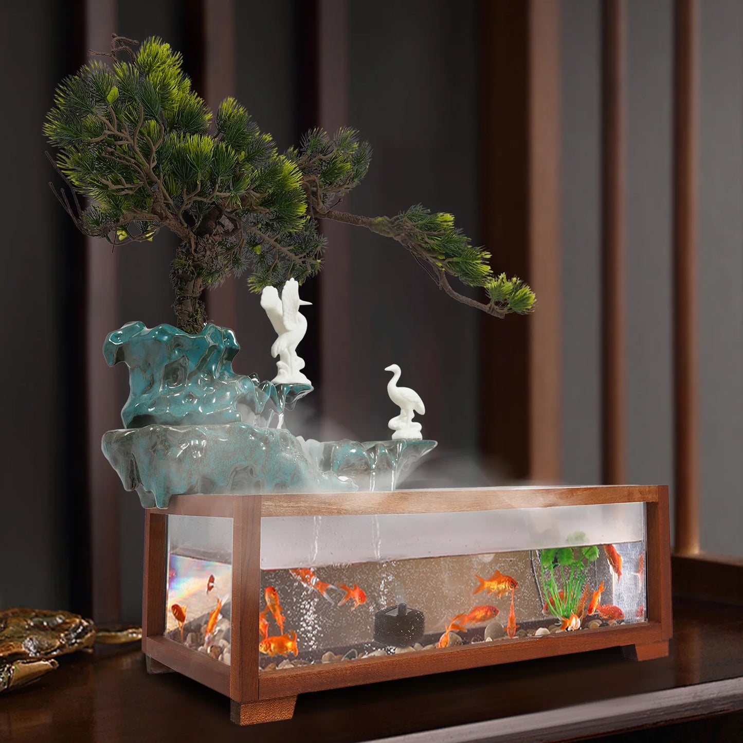 Hign-concerned Led Tabletop Fish Tank Fountain Ornament