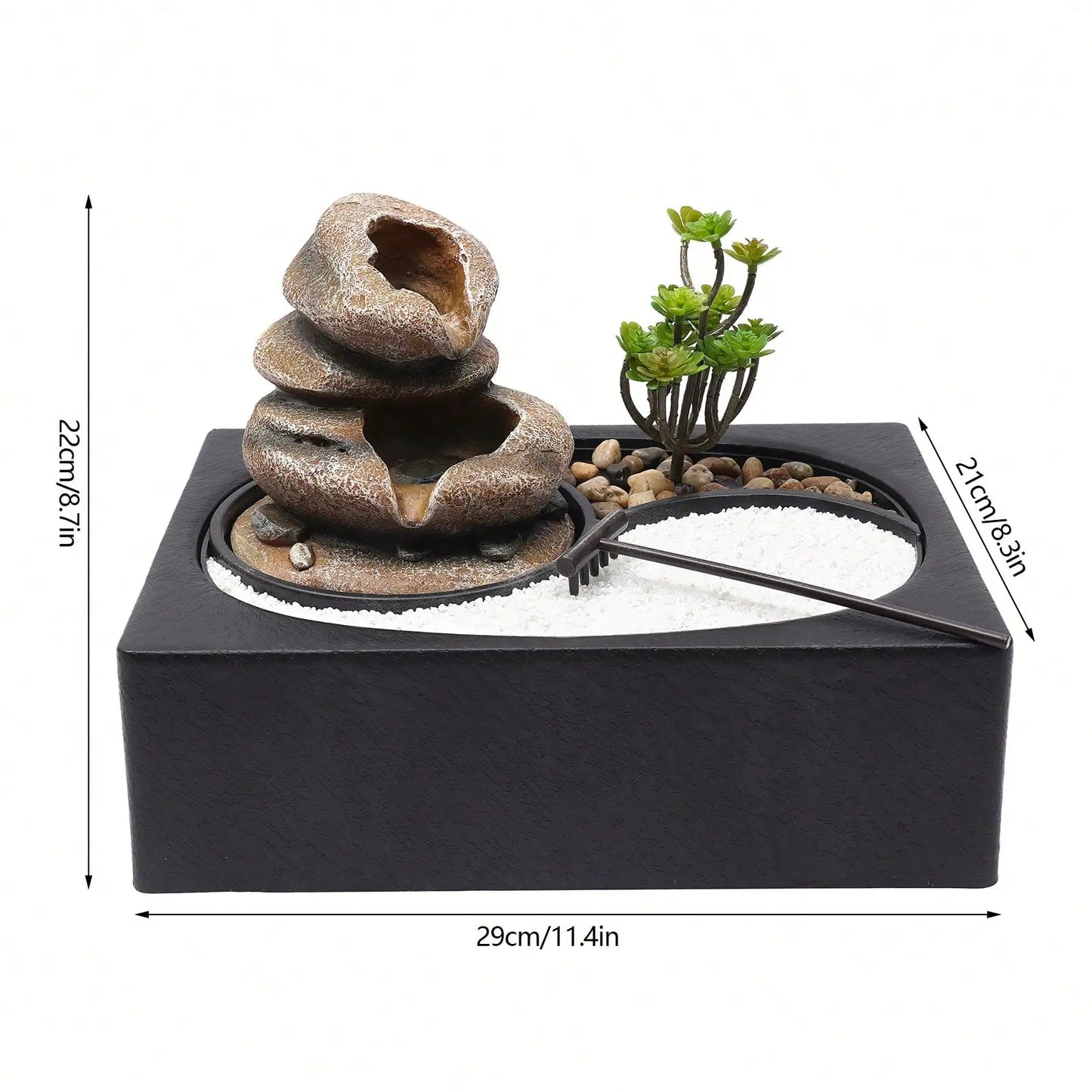 Hign Concerned Tabletop LED Waterfall Zen Fountain Bonsai