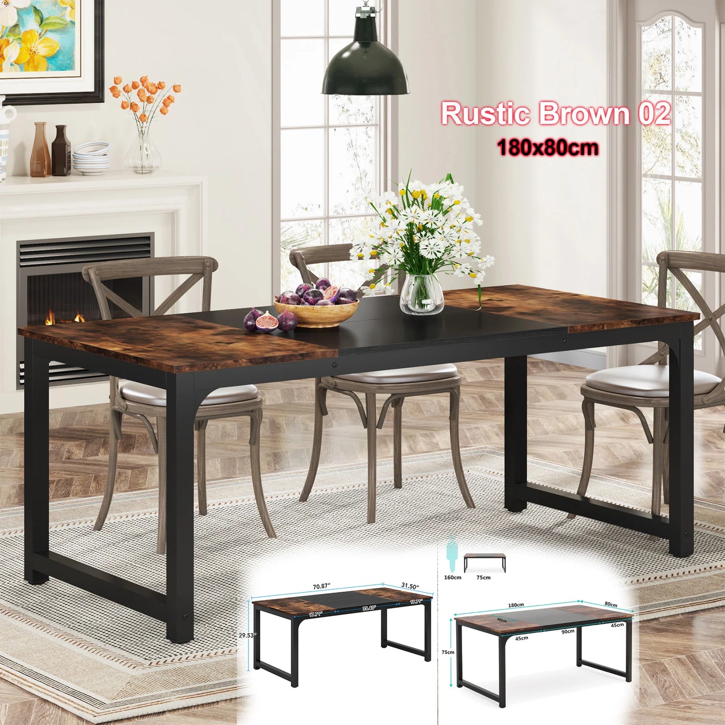 Tribesigns Industrial Dining Table for Dining Room