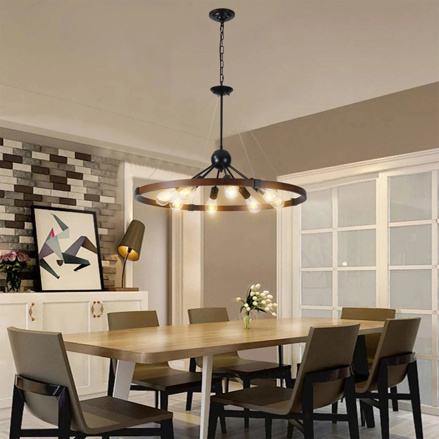ARLGSITE Industrial Farmhouse 8 Light Pendant Chandelier