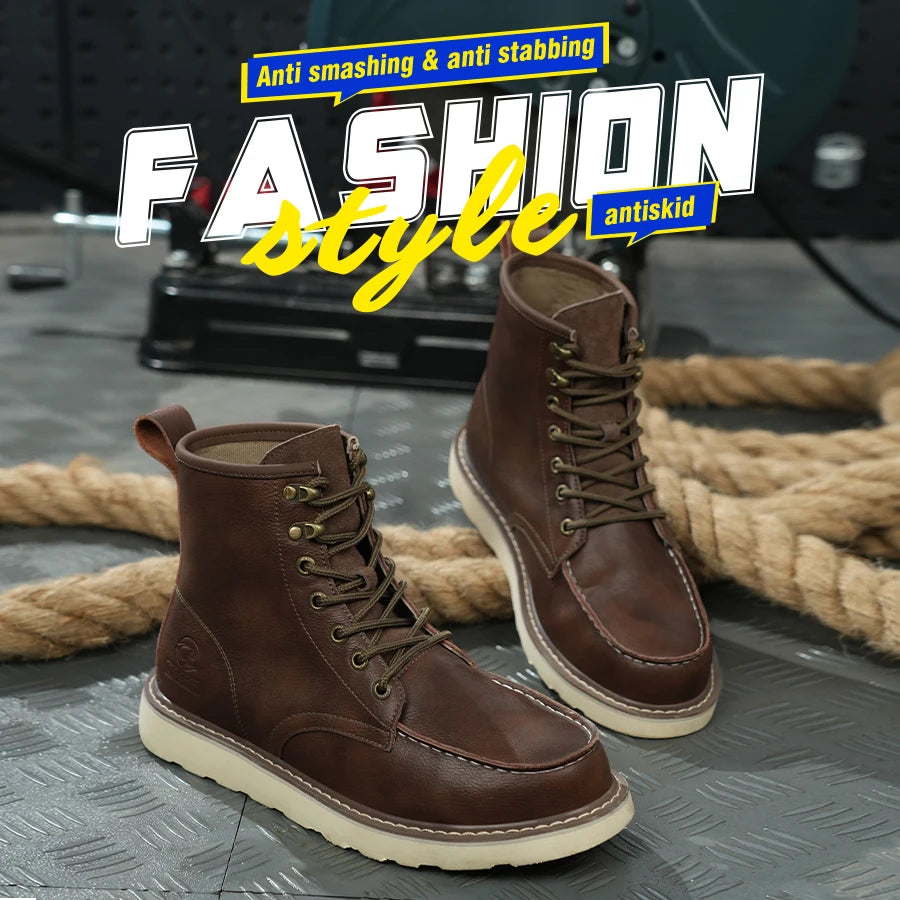 Two Layer Cowhide High Top Anti Smash Puncture Safety Boots