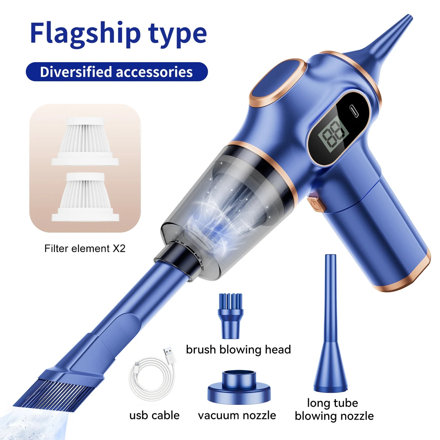 Wireless Car Vacuum Cleaner Cordless HEPA Dust Mini Vacuum