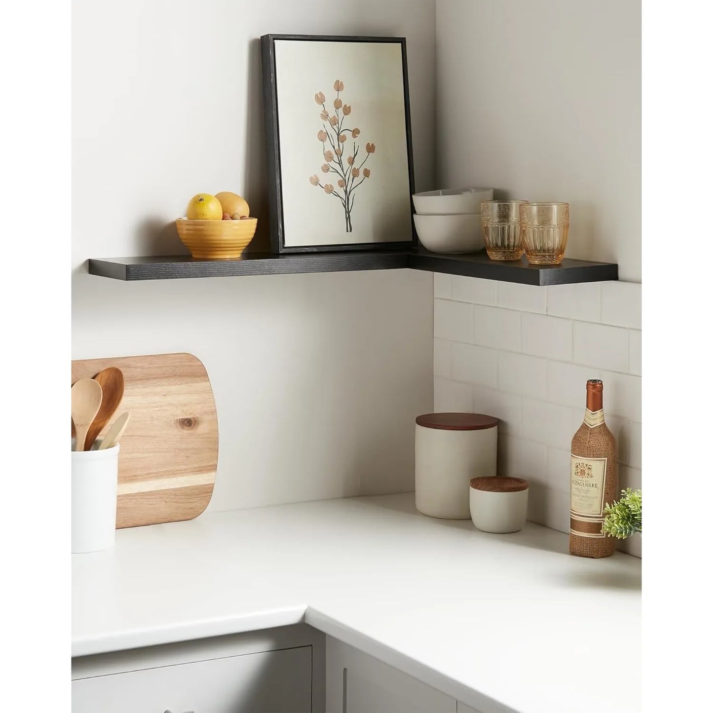 Hign-concerned Dual Tier Floating Wall Shelves Rustic Wood