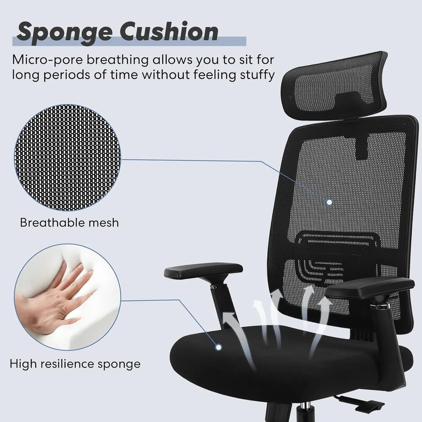 Ergonomic Mesh Adjustable Lumbar Office Chair With 120 Degree Tilt