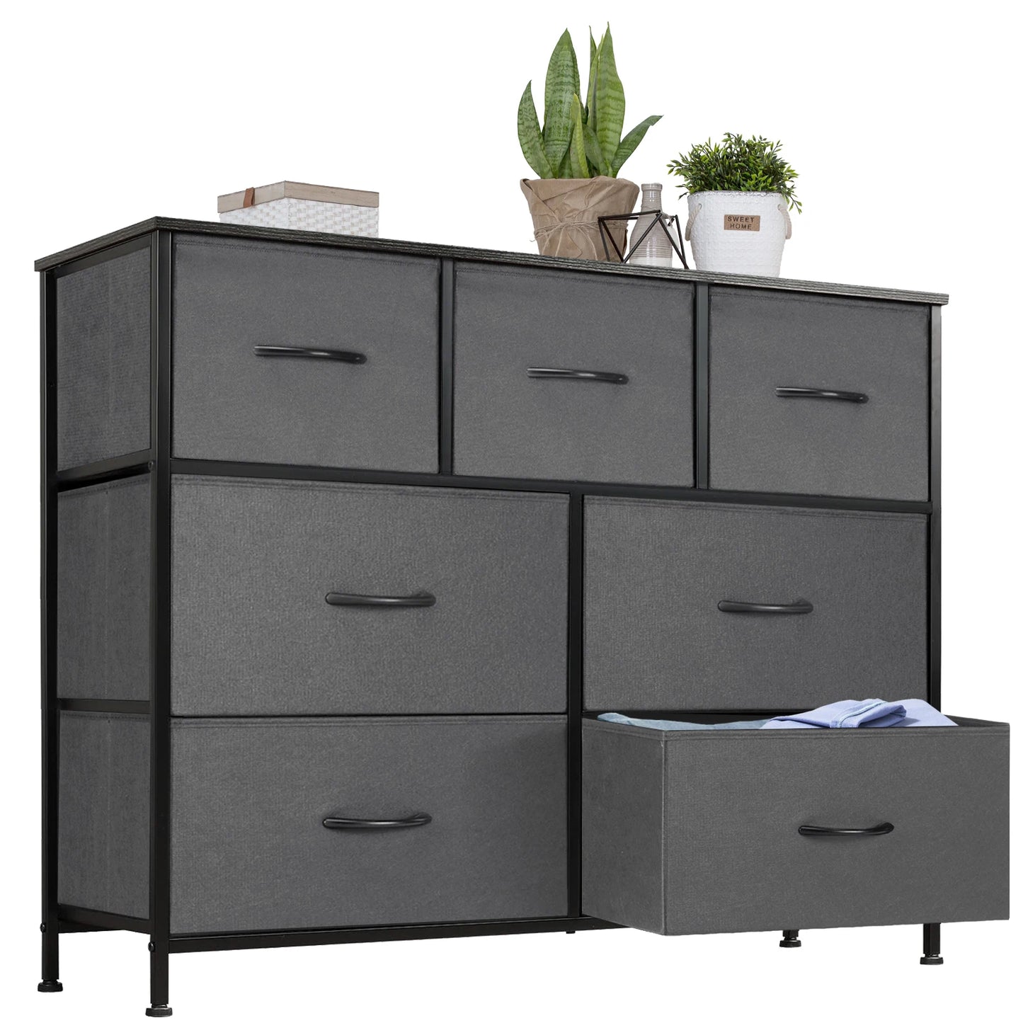 JHK Desser With 7 Fabric Drawers Organizer Storage Closet Chest
