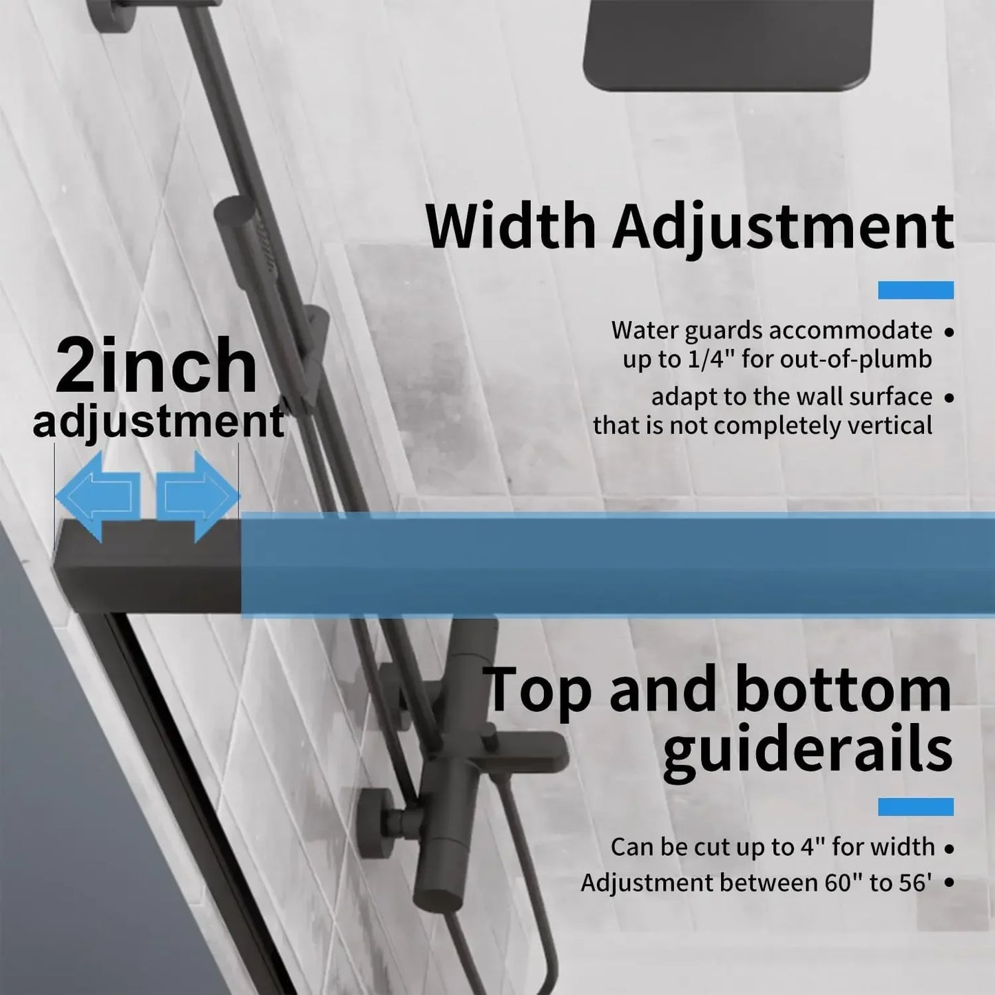 XMSJ Royal Guard Semi Frameless Sliding Glass Shower Door
