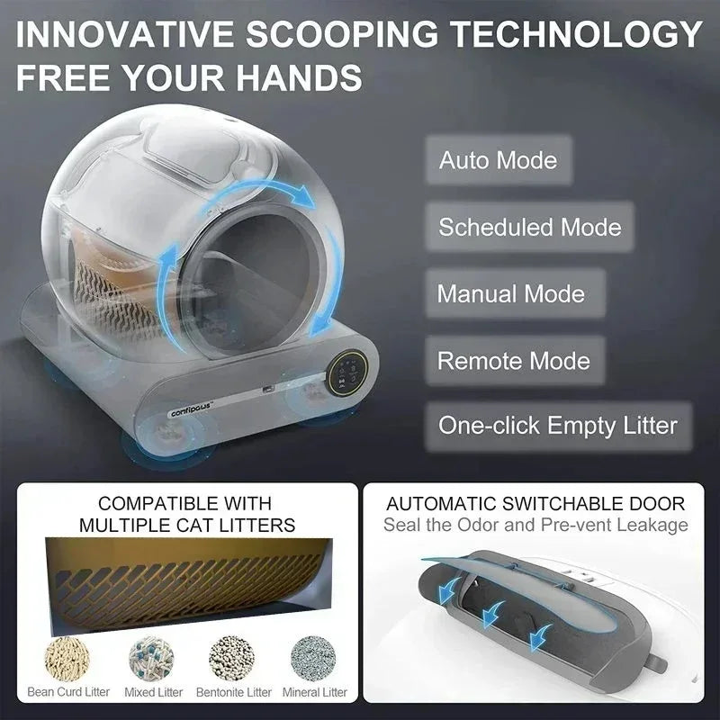 SINGWEDA Automatic Smart Cat Litter Box Self Cleaning