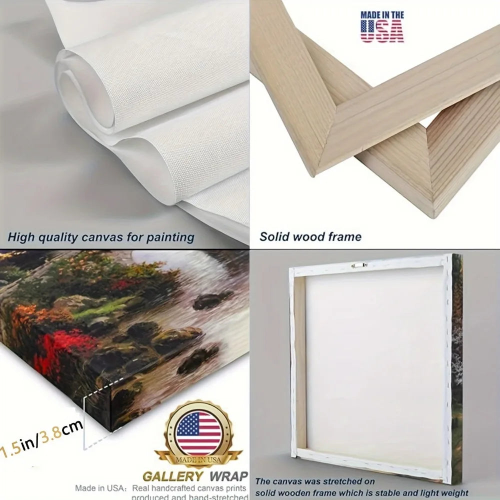 Hign Concerned Pine Wood Frame Painting Mural Mountain Dawn