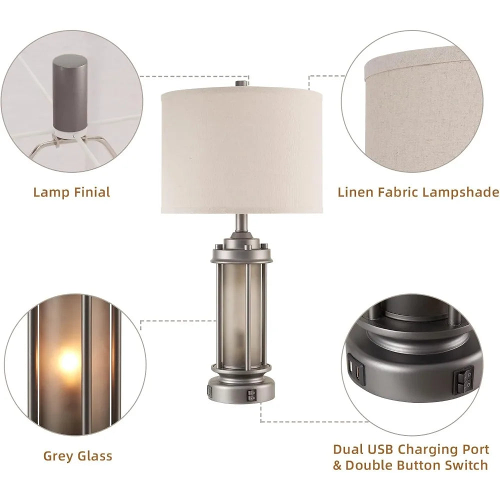 Hign-concerned Metal Table Lamps Set of 2 With USB Port