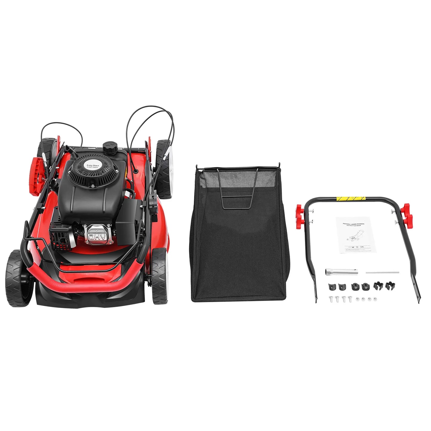 CNCEST 4 Stroke Petrol Lawn Mower 3 In 1 Self Propelled Bag