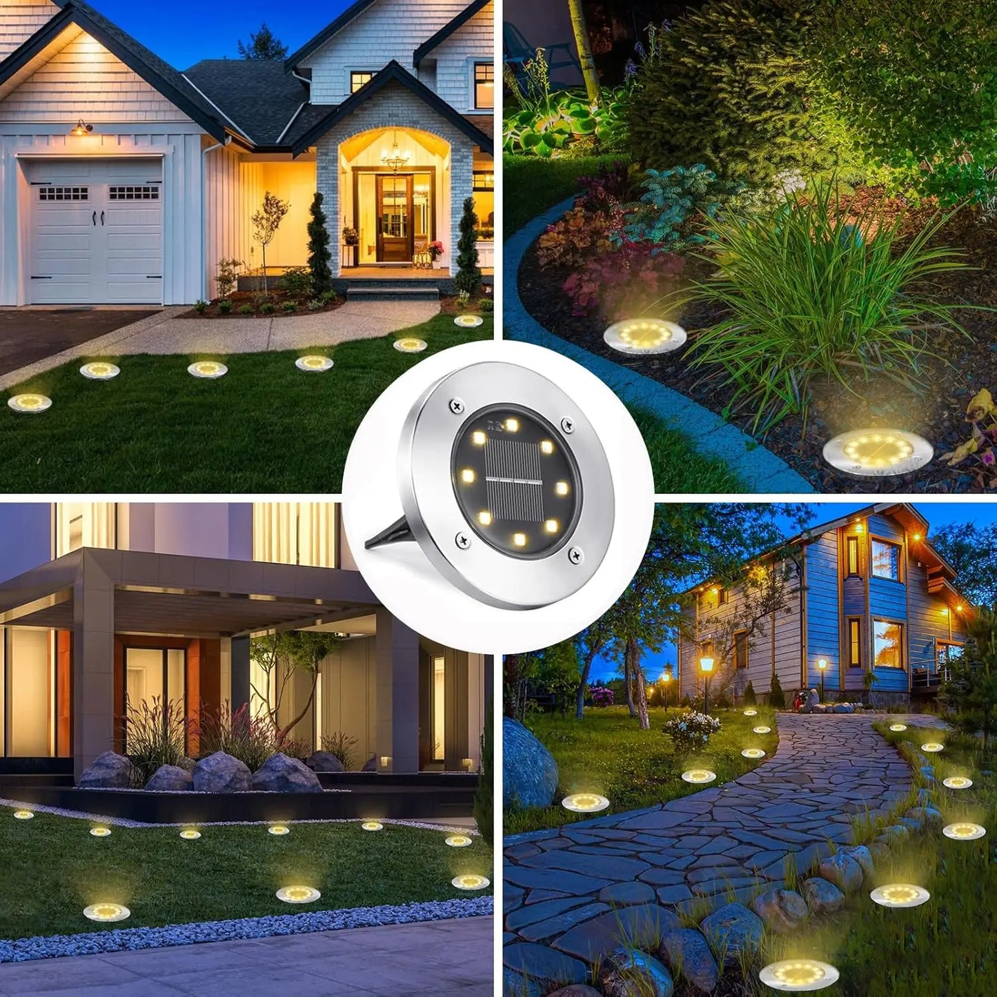 KPSTEK Solar Lights Outdoor 8 LED Landscape Pathway Garden