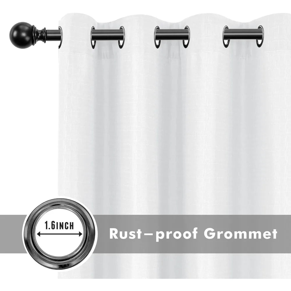 XMSJ Linen Outdoor Curtains 4 Panels Weatherproof Privacy