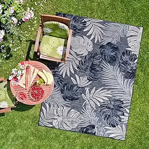 XMSJH Indoor Outdoor Rug Tropical Botanical Easy Cleaning