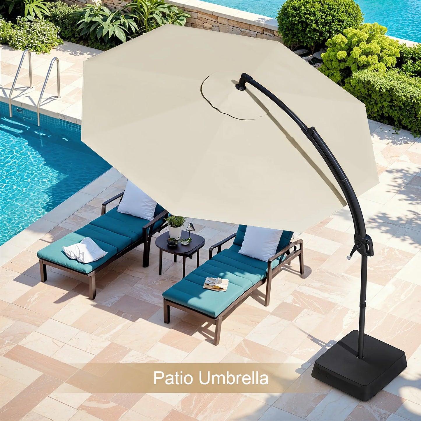 ONBRILL Outdoor Patio Umbrella With Base And Stand