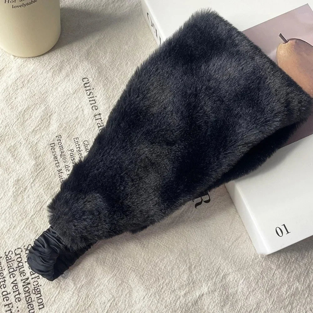 Fluffy Wide Headband Hair Band With Soft Imitation Fur