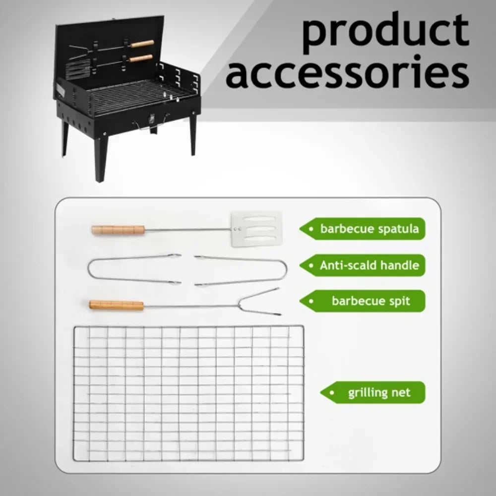 Portable Charcoal Grill Foldable BBQ Kit for Outdoor Camping Tabletop