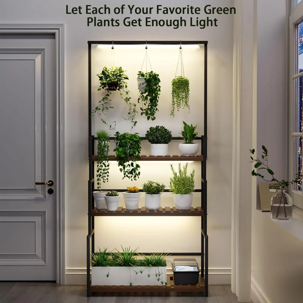Hign-concerned Hanging Plant Stand With Grow Light 3 Tier