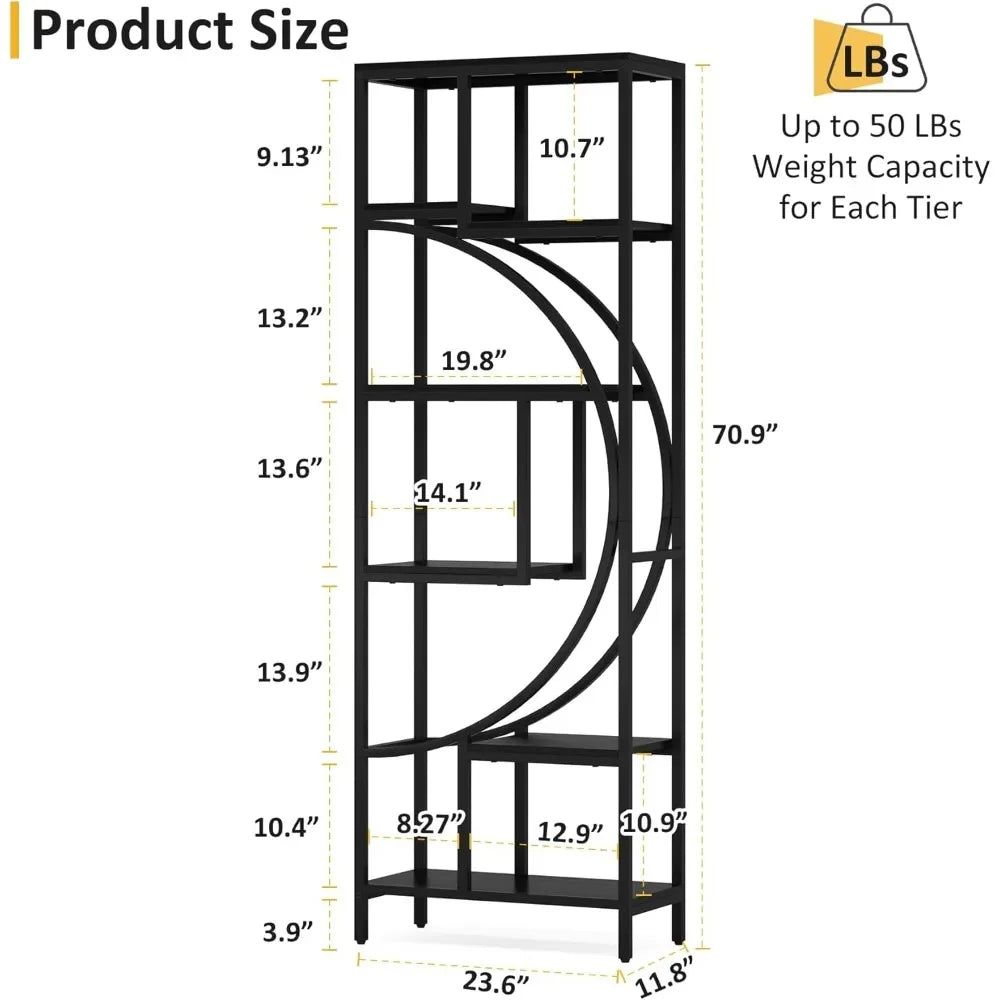 Hign-concerned Seven Shelf Bookcase Open Shelves for Home