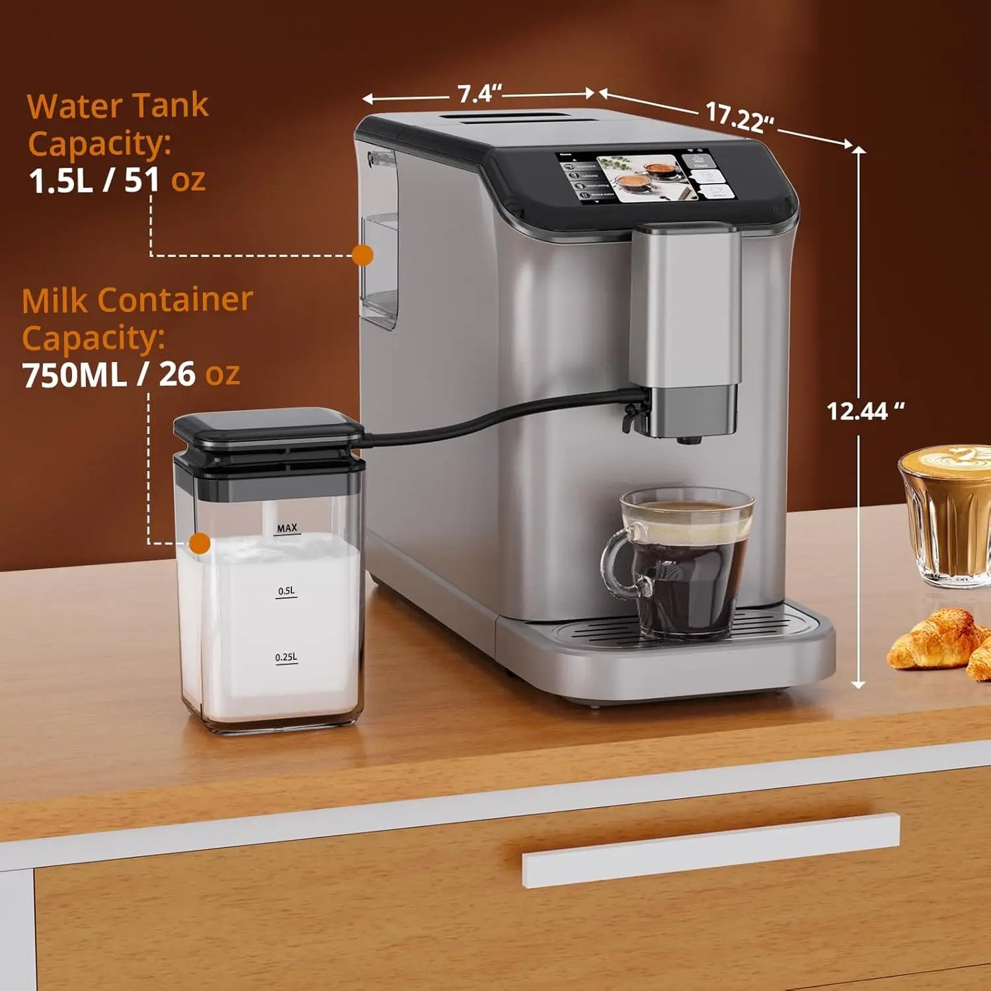 Adoolla 20 Bar Touch Screen Espresso Machine With Grinder