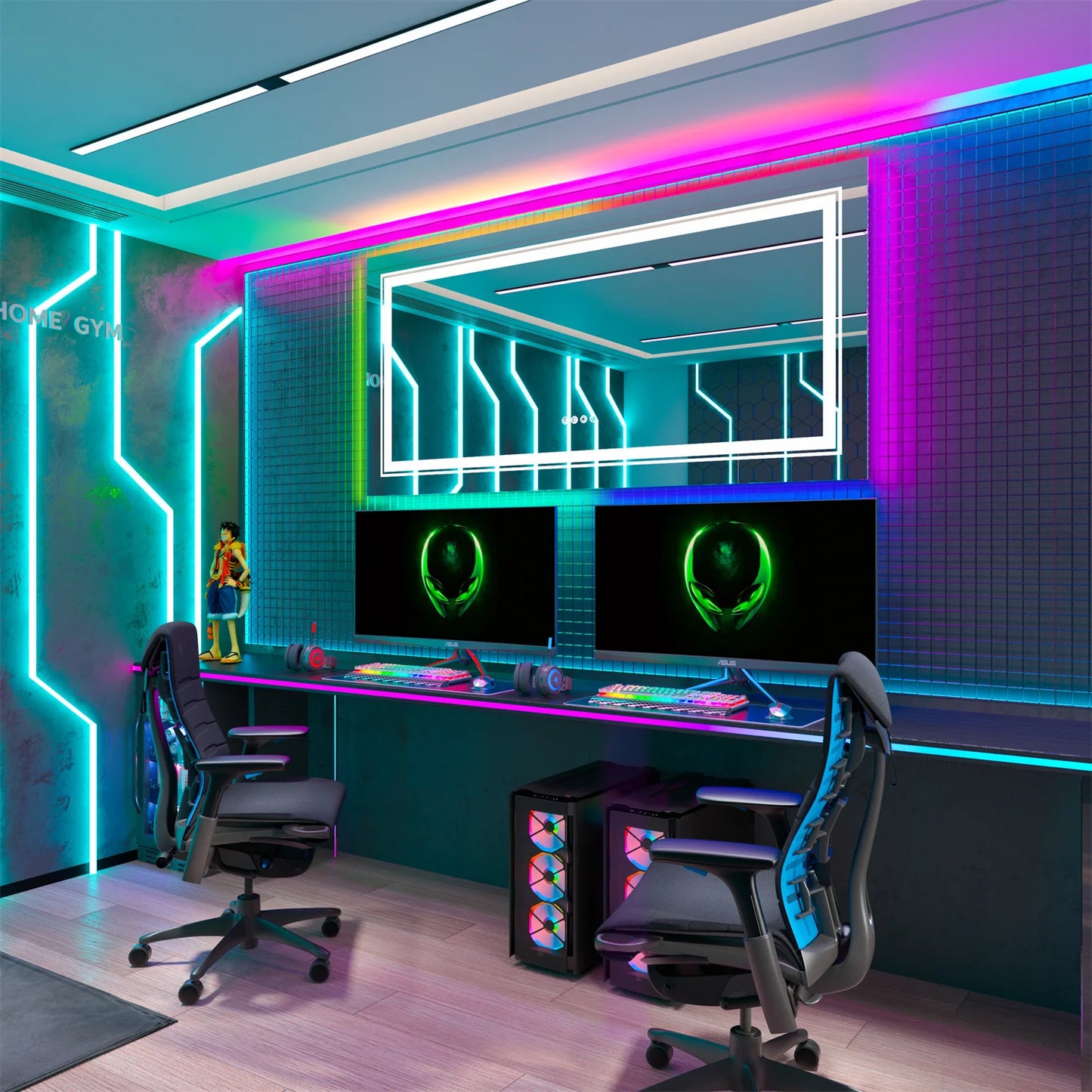 Wisfor LED Vanity Mirror RGB Backlit Dimmable Anti Fog