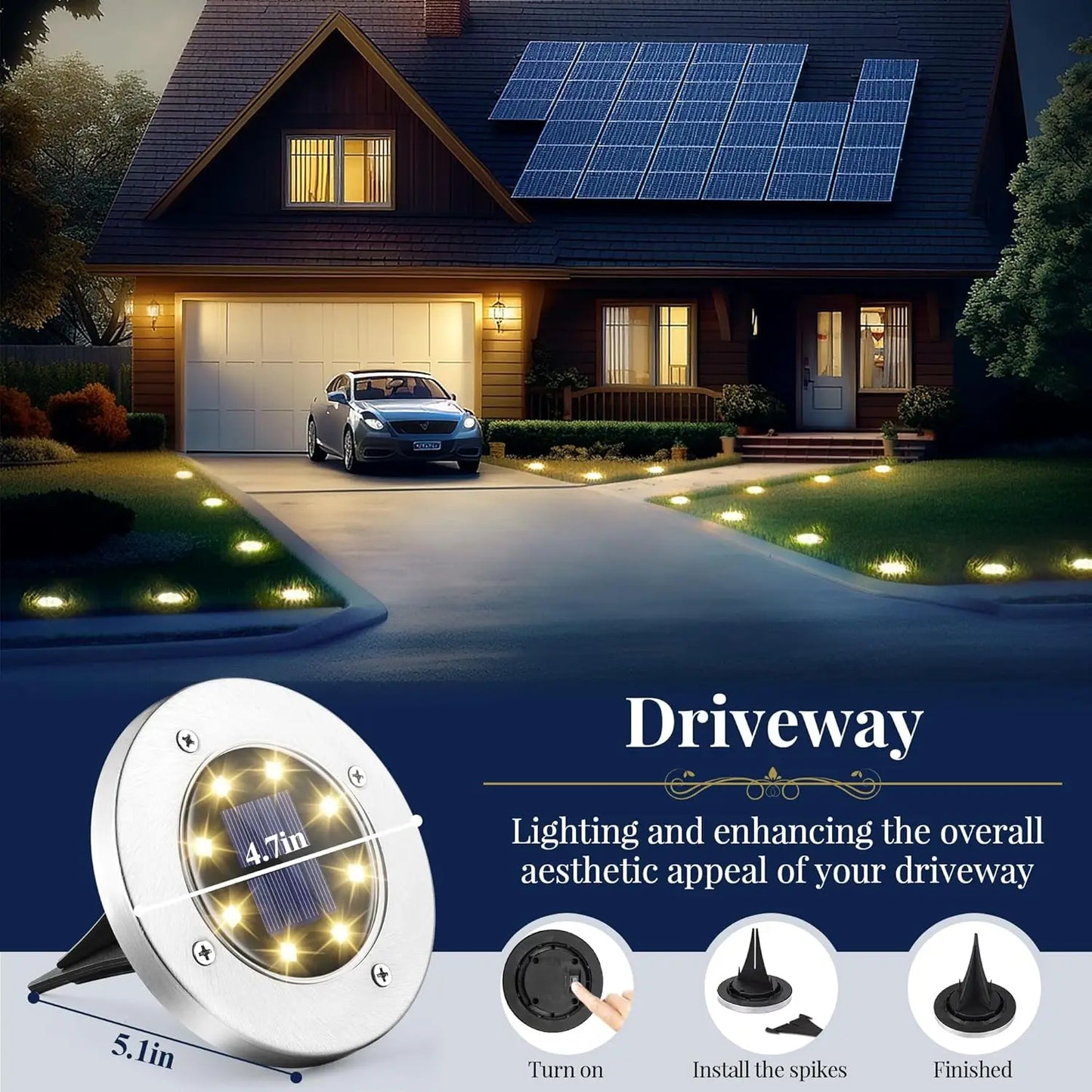 KPSTEK Solar Lights Outdoor 8 LED Landscape Pathway Garden