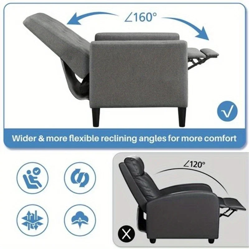 Fabric Recliner Chair with Adjustable Back and Footrest