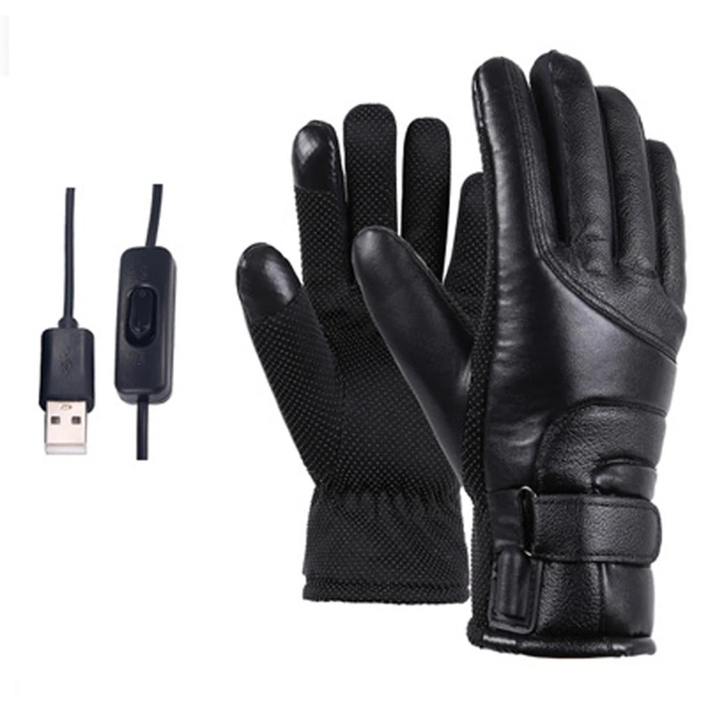 Shunmaii Leather Electric Heated Gloves Waterproof