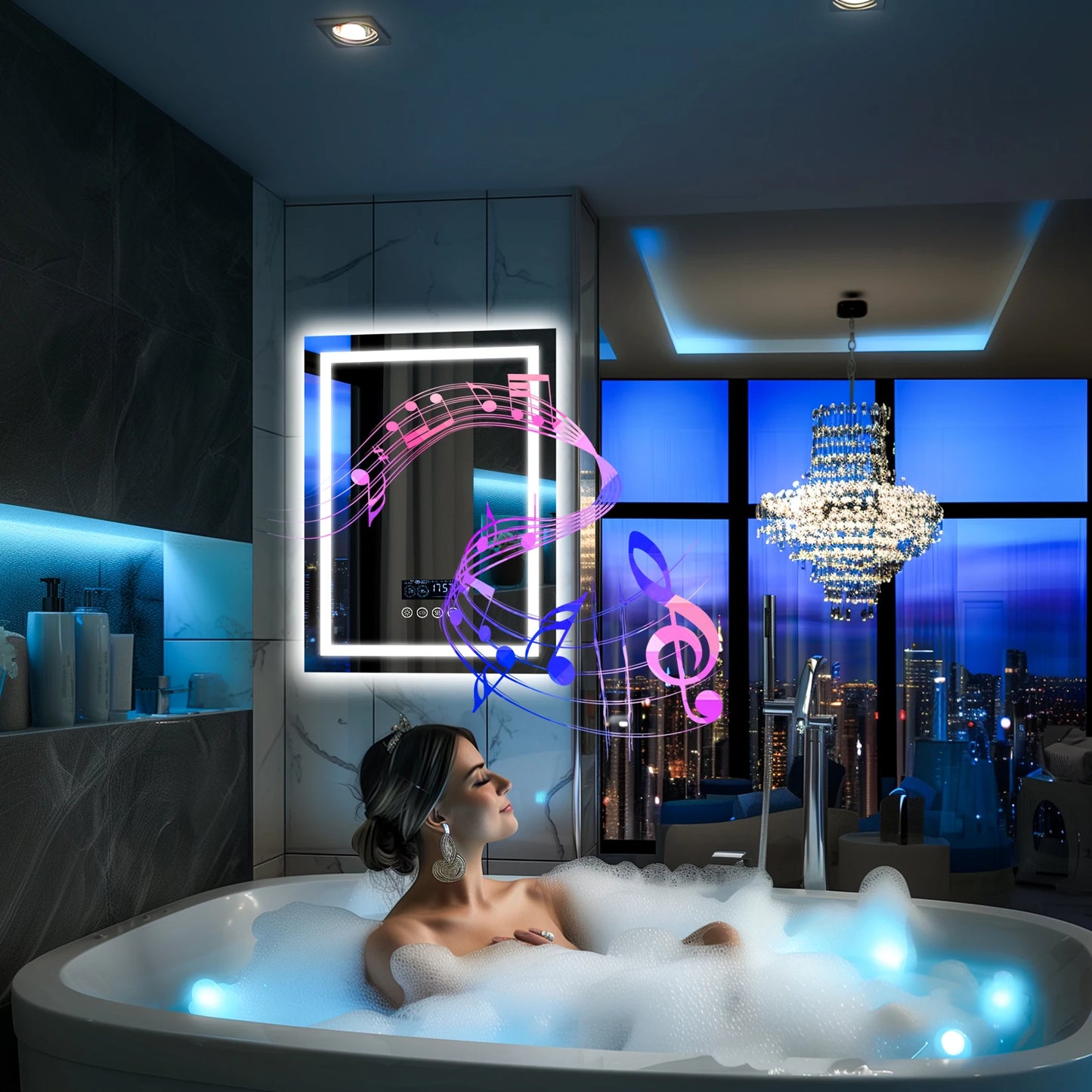 Wisfor LED Mirror With Bluetooth Speaker Anti Fog Dimming