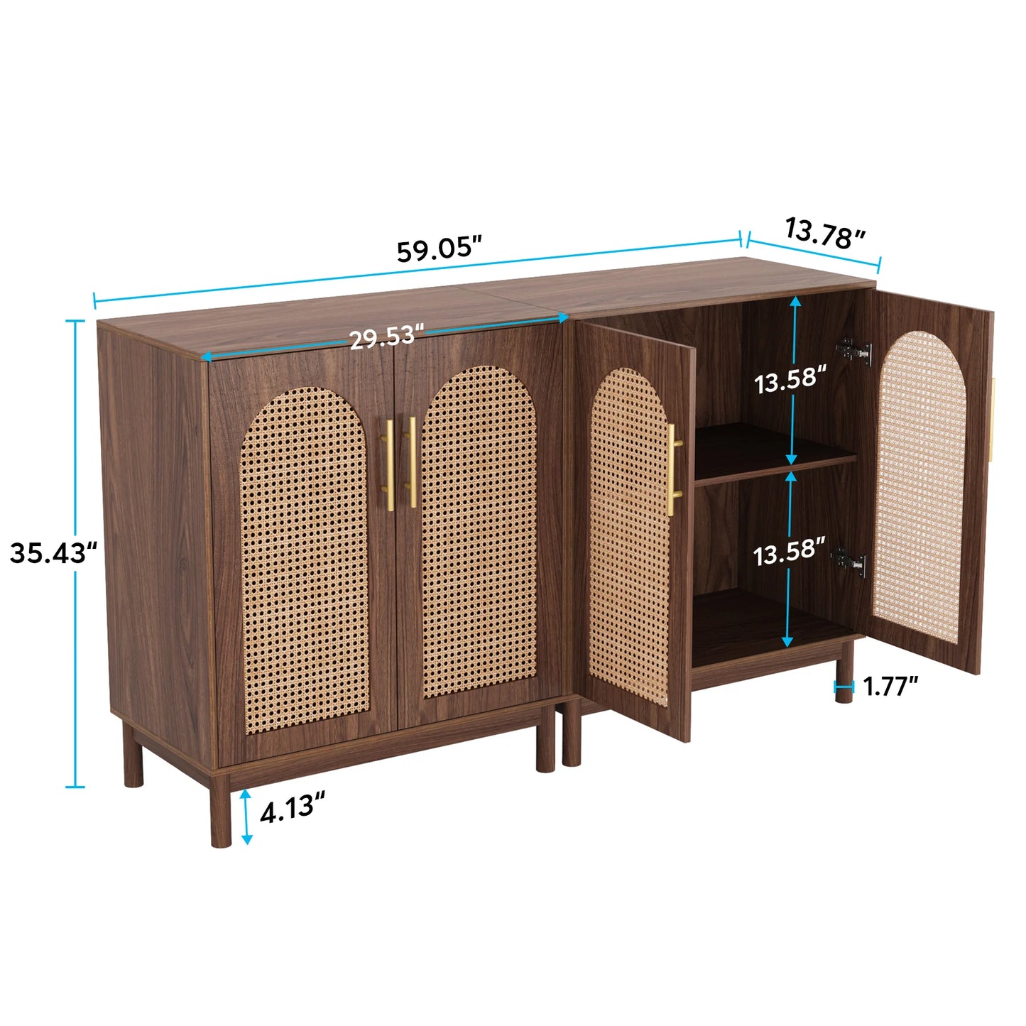 Tribesigns Rattan Sideboard Buffet Cabinet With Storage