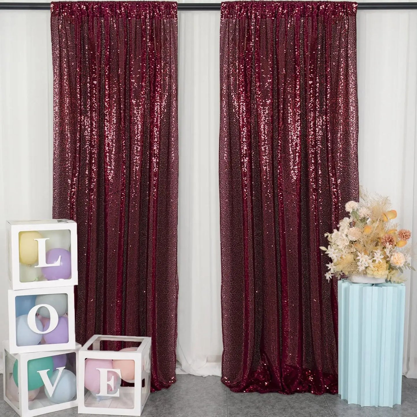 Hignconcerned Sequin Backdrop Curtains Glitter Photo Booth