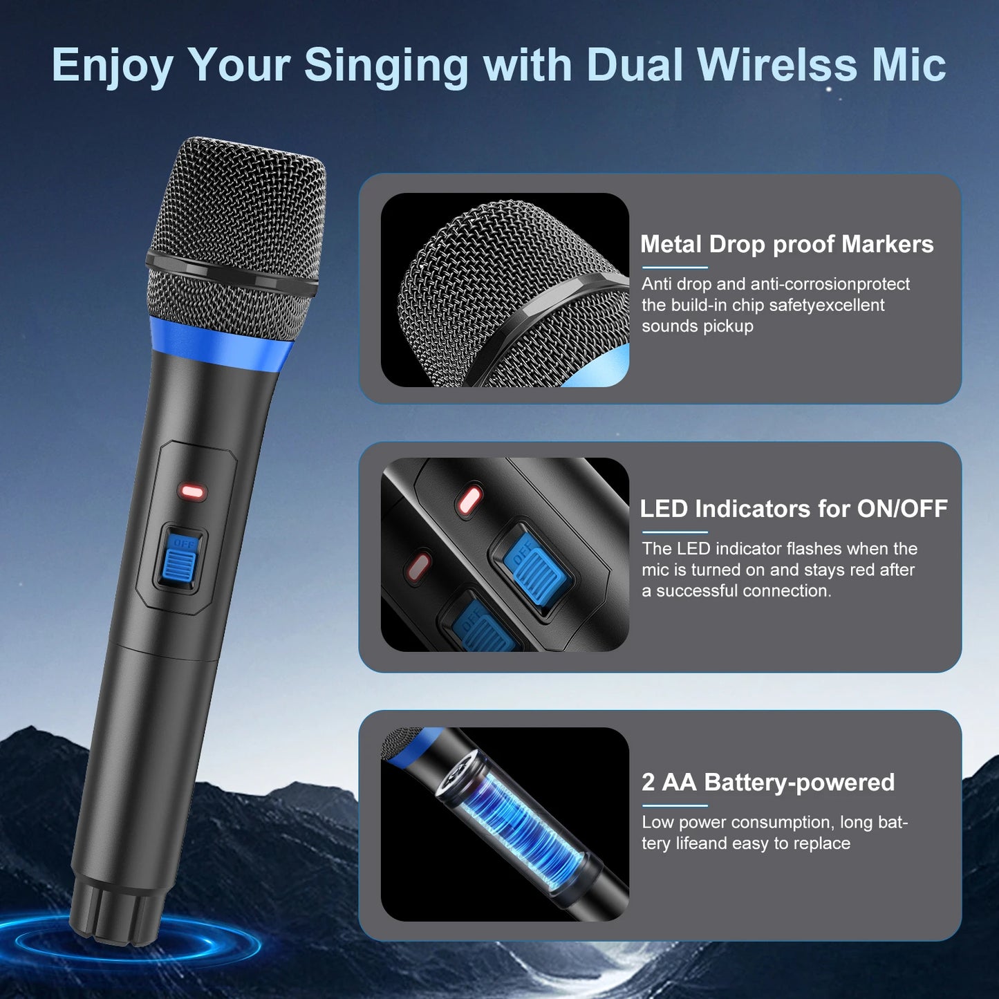 FanFun Wireless Outdoor Speaker Microphone DJ Light TF Card