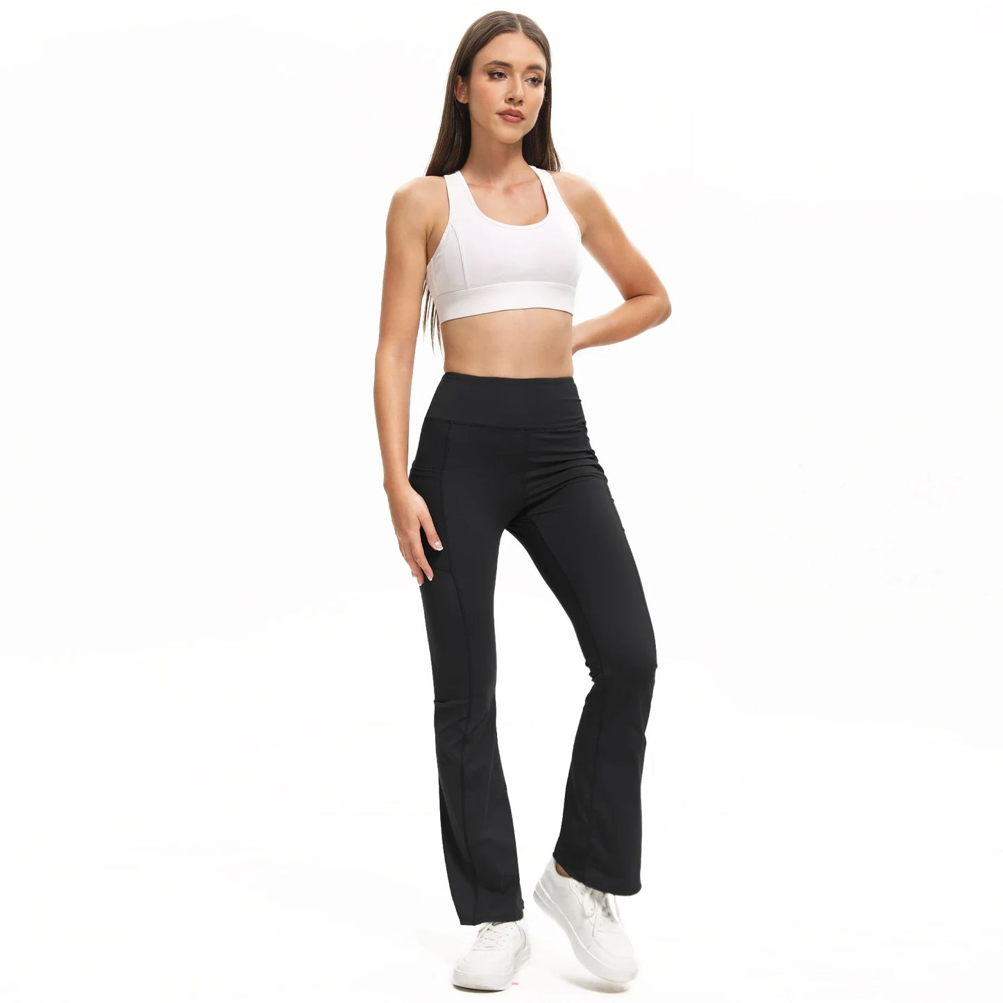 Three Pack Bootcut Yoga Pants With Pockets Women Stretchy Breathable