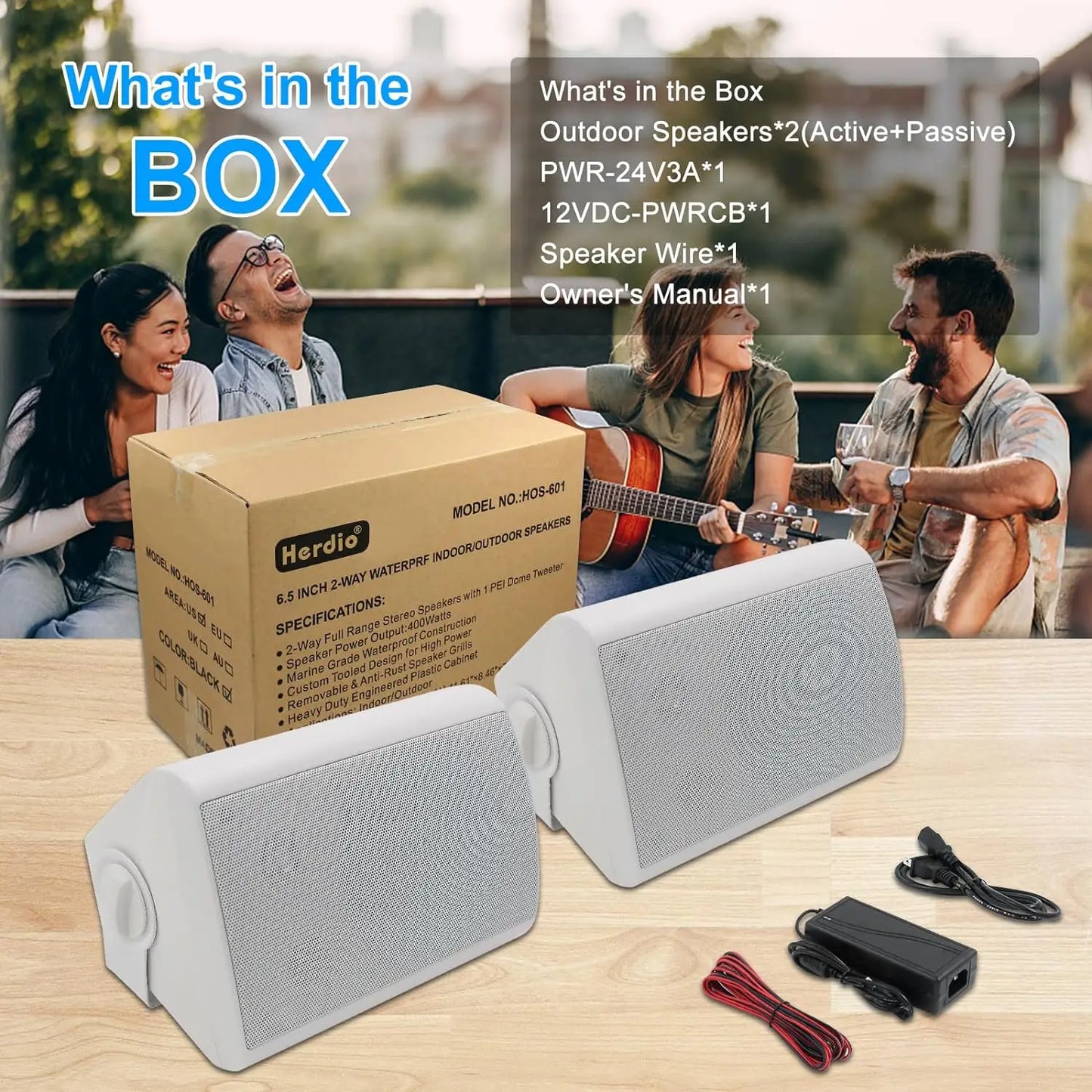 Herdio Indoor Outdoor Bluetooth Speakers Wall Mount 2 Pack