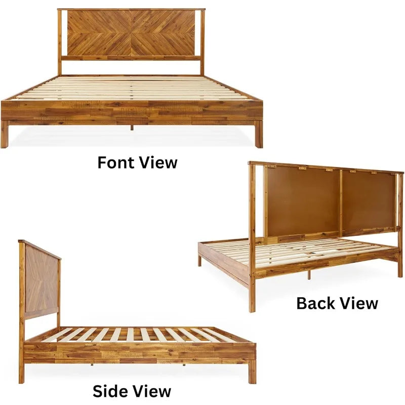 Vivian Bed Frame With Headboard Rustic Scandinavian Style