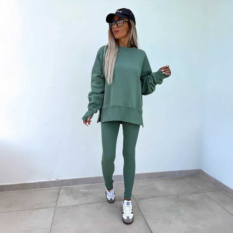 SCACTOCN Womens Spring Sports Hoodie Set Two Piece Yoga