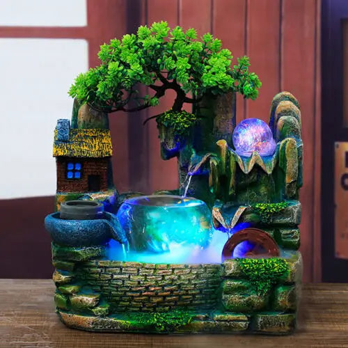 Hign-Concerned Desktop Fountain Waterfall Fish Bowl Ornament