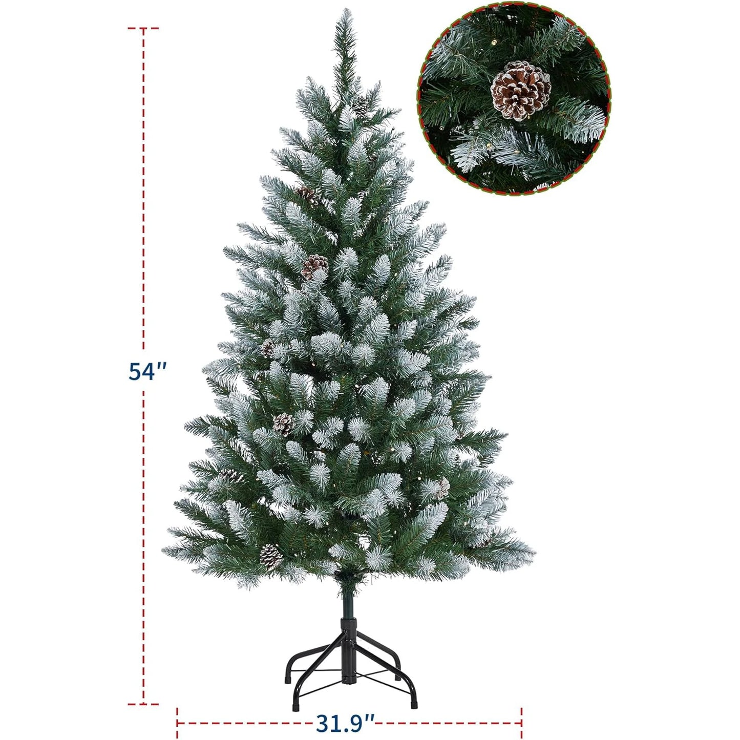 NoHign Prelit Artificial Christmas Tree With LED Lights Partially Flocked