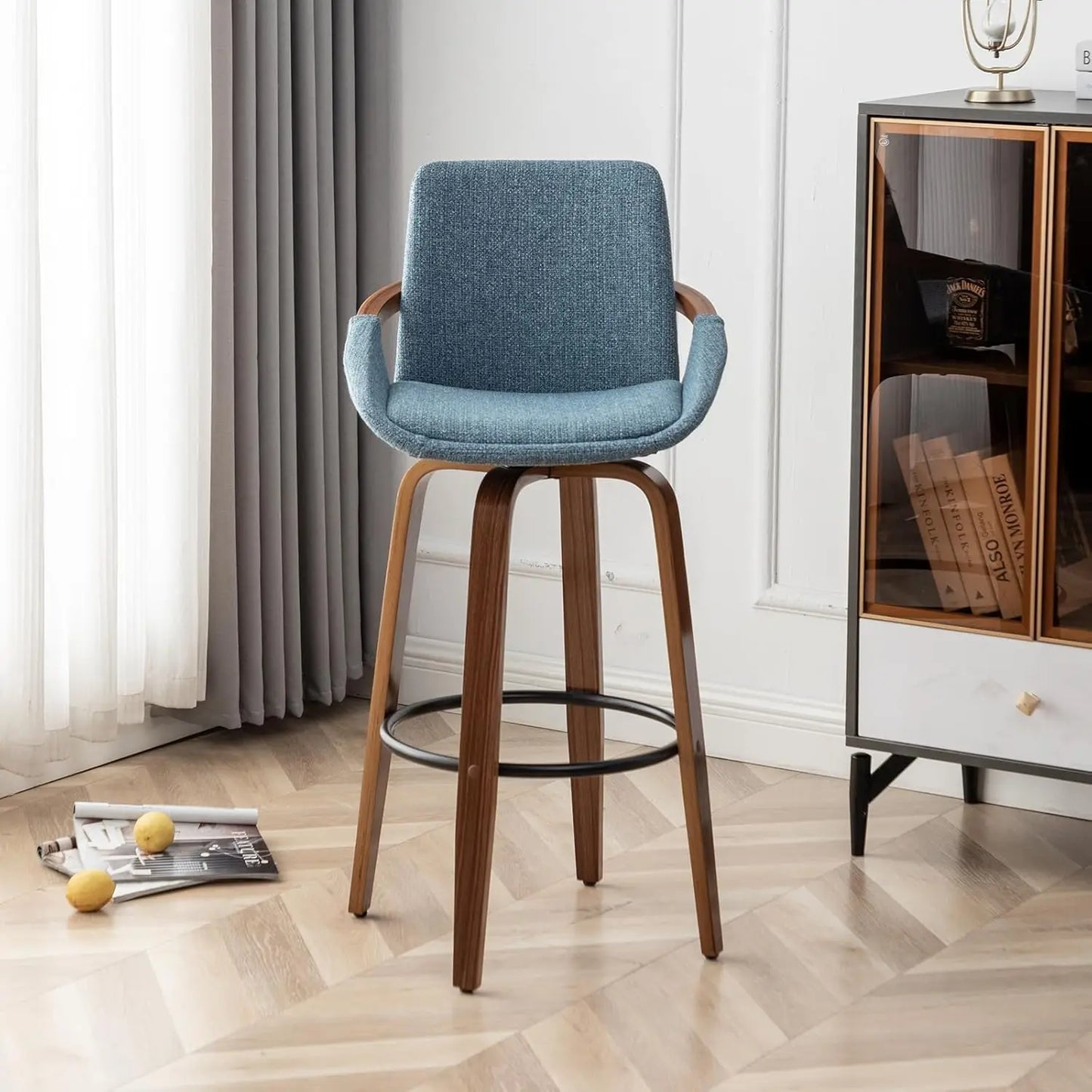 Counter Height Bar Stools Mid Century Modern Walnut Wood