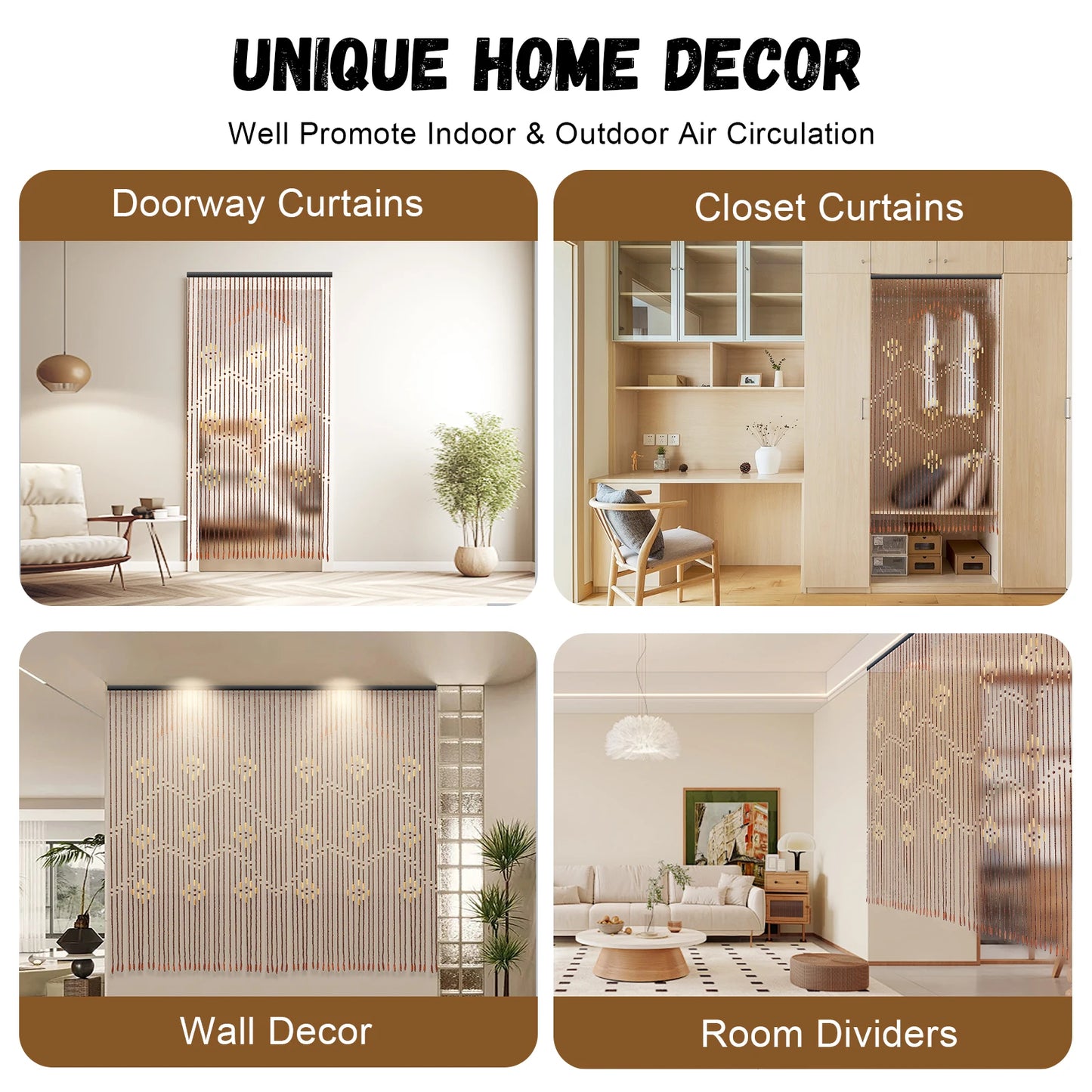 Liaoning Wood And Bamboo Beaded Curtains Door Tassels