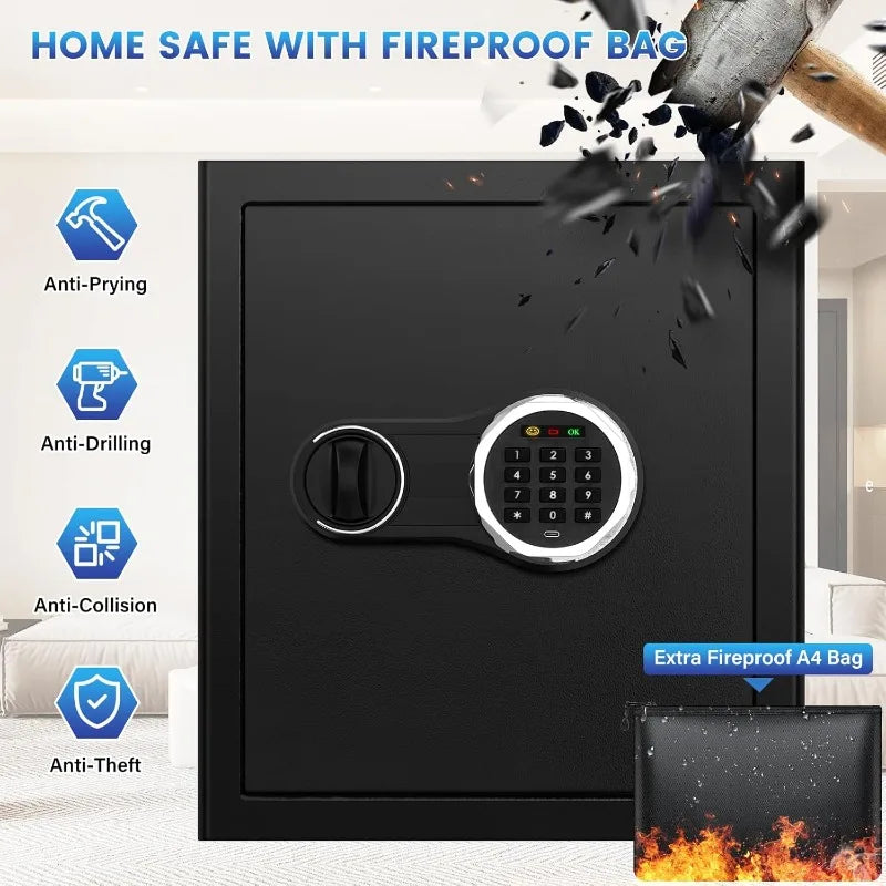 Hign-concerned Safe Box With Fireproof Bag Backlit Keypad