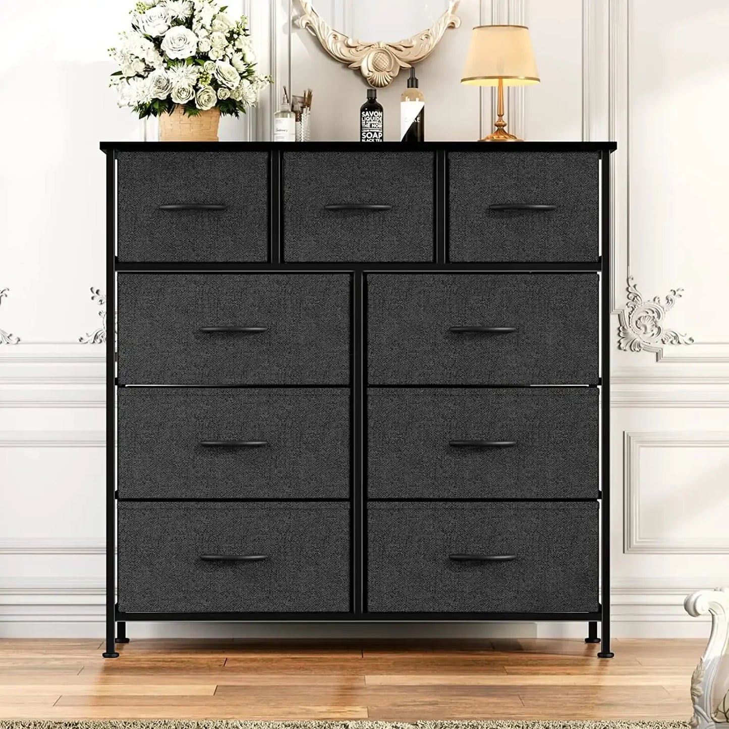 XMSJ Fabric Dresser For Bedroom Nine Drawer Organizer