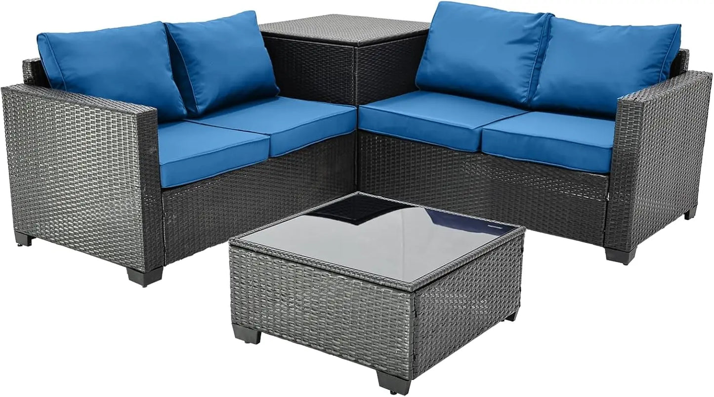 ANGDUO Outdoor Patio Furniture Set With Sectional Sofa