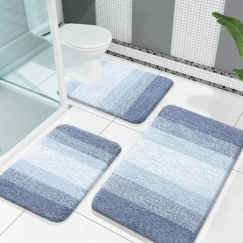 Hign-Concerned Chemical 3-Piece Microfiber Bathroom Rug Set