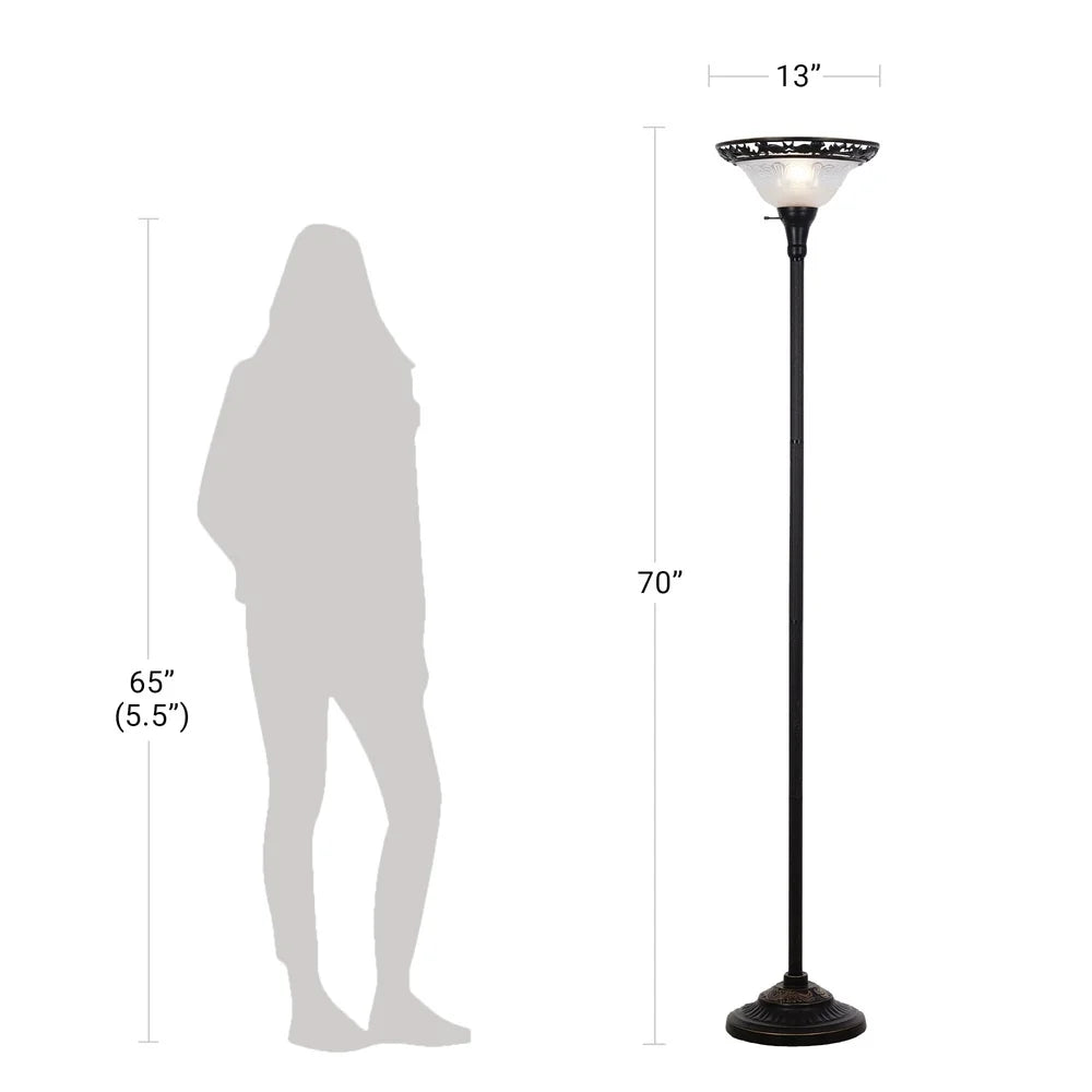 XMSJ Victorian Floor Lamp 3 Way Rotary Torchiere Shade