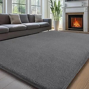 XMSJ Soft Fluffy Polyester Area Rug Non Slip Living Room