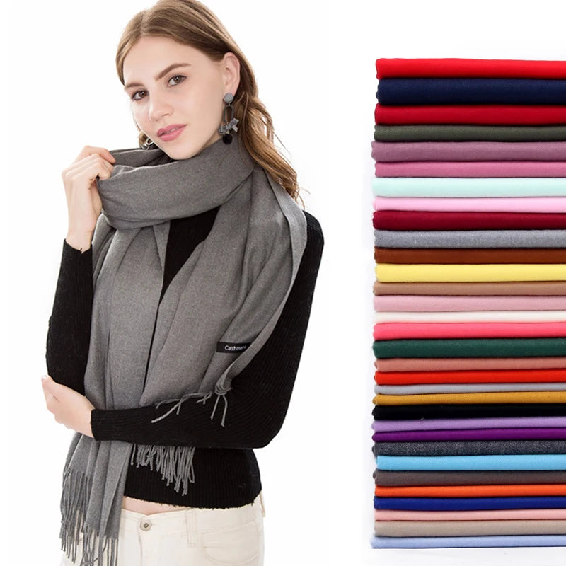 Sanmaihuacn Pashmina Scarf Cashmere Feel Headscarf Winter